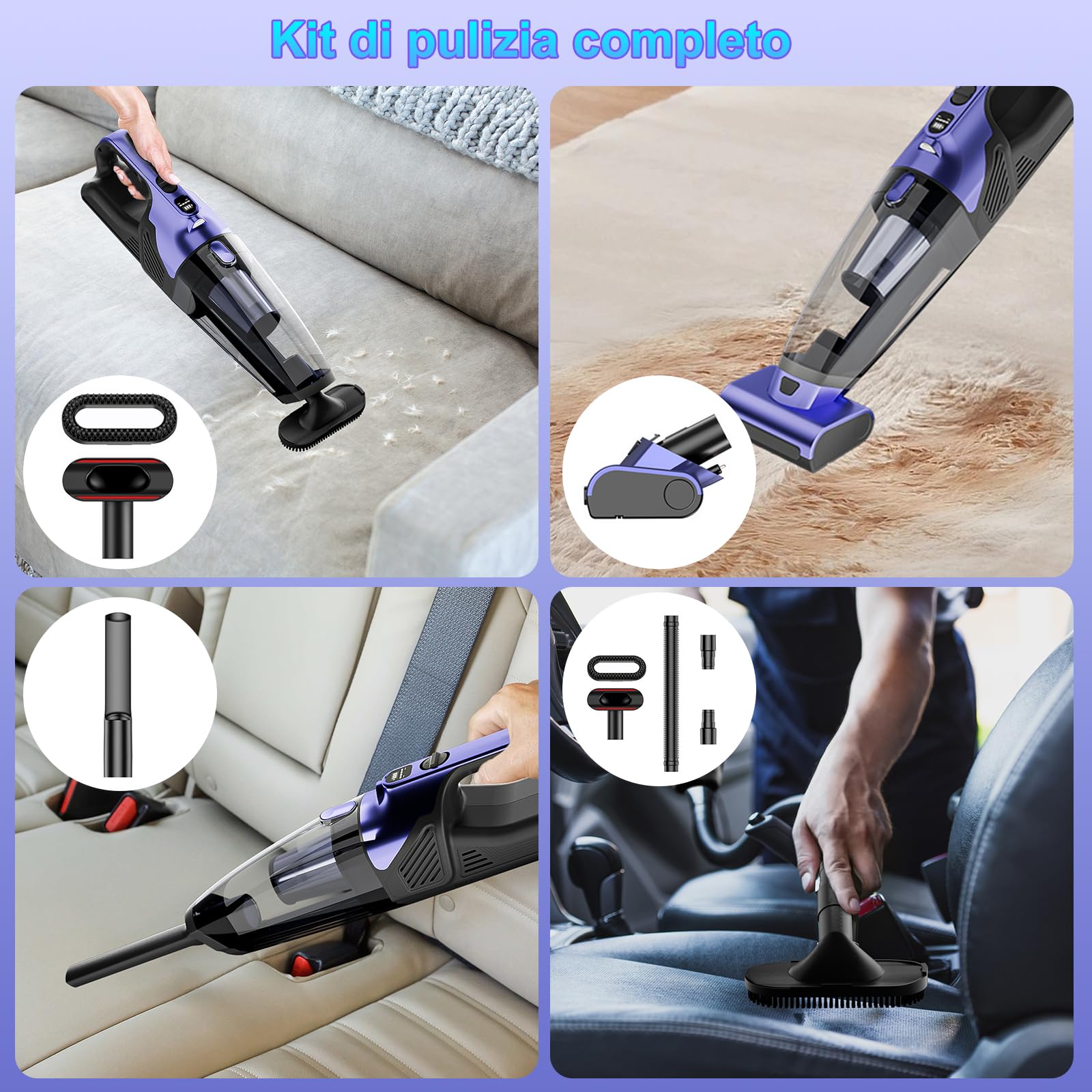 Aspirabriciole Senza Fili Potente 17000pa Aspirapolvere Auto, Mini Aspirapolvere Portatile per Auto Ricaricabile Aspira Briciole USB Aspirapolvere a Mano per Casa Auto Ufficio