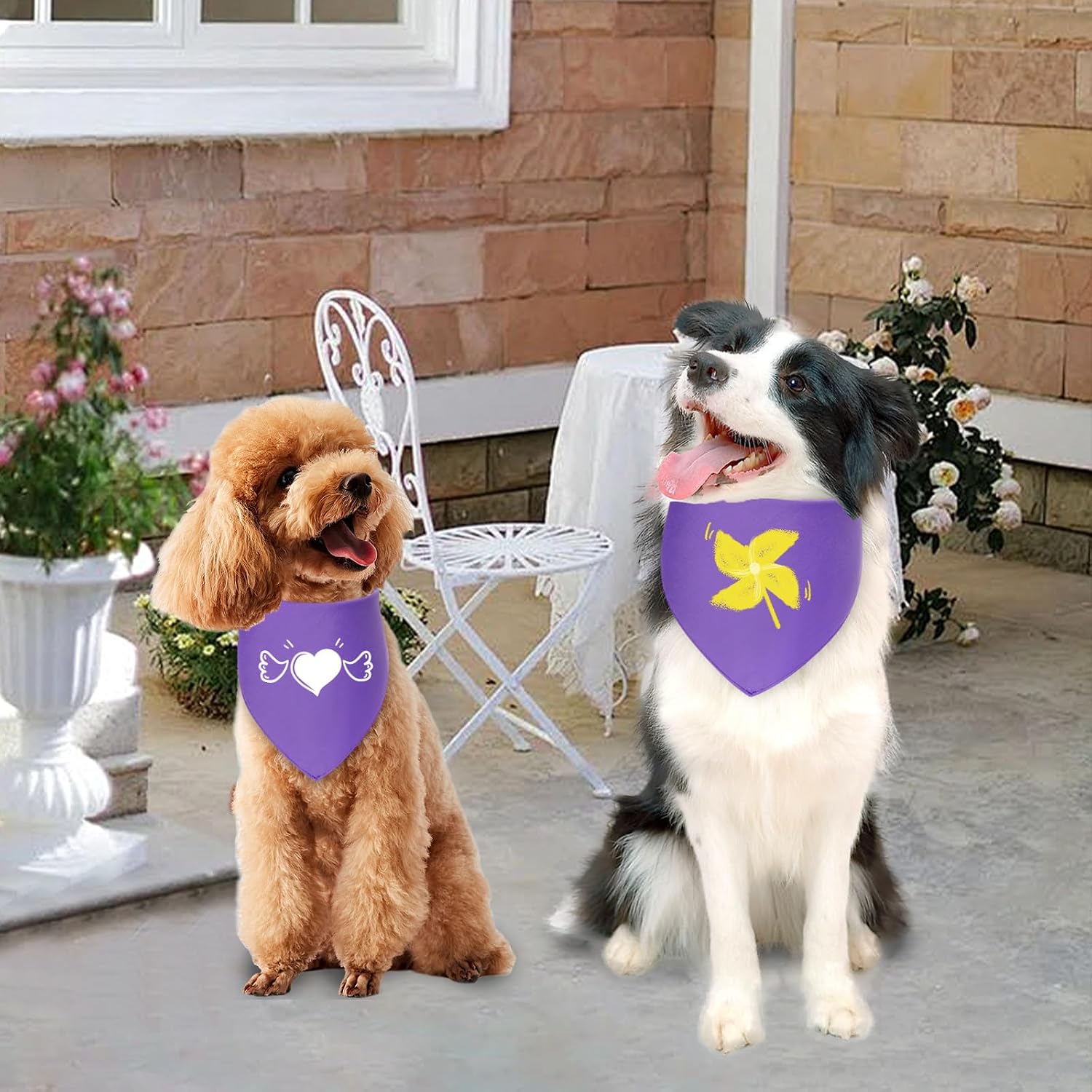 Blank Dog Bandanas Purple XLarge 1PCS, Solid Cotton Triangle Scarf image 4