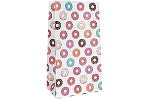24-Count Donut Pattern Design Printed White Party Paper Lunch Gift Donut Favor Bags
