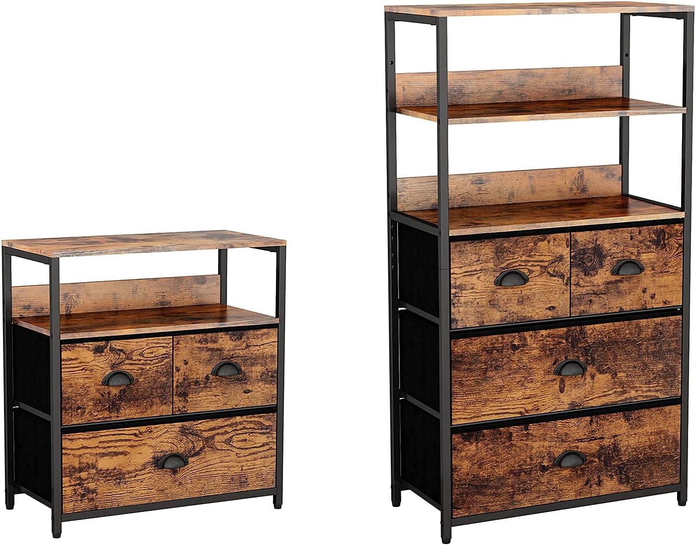 Furologee Vertical 4 Drawer Dresser with Shelves, and 3