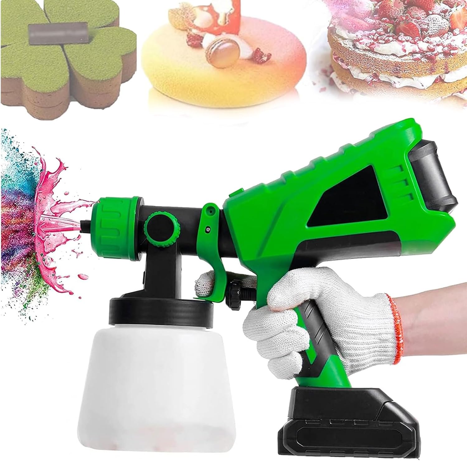 600W Chocolate Spray Gun,Cordless Paint Sprayer Gun,Cake Sand-Blasting Machine,Adjustable Flow, for Decorating Cakes (Yellow)