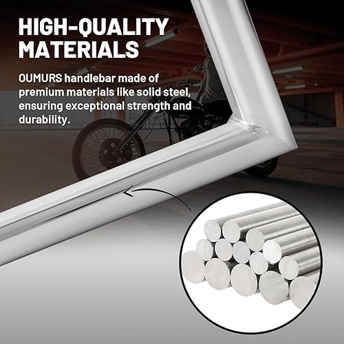 Miniatura 16 de OUMUR Manillar de motocicleta de 8 pulgadas de altura de 1 pulgada Ape Hanger Z-Bars para Harley Sportster XL883 XL1200 Softail Dyna para Yamaha