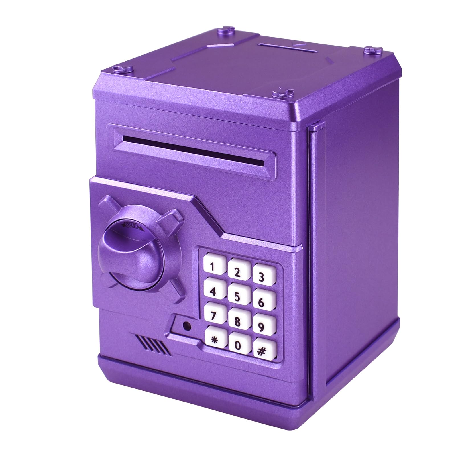 Totola Piggy Bank Electronic Mini ATM for Kids Baby Toy, Auto Scroll Paper Money Safe Coin Banks Saving Box Password Code Lock for Children,Boys Girls Best Birthday Gift (Purple)
