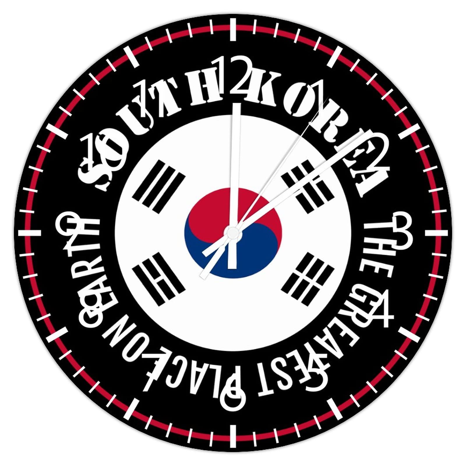 Horloge murale Corée du Sud en PVC ronde de 30 cm sans cadre pour décoration de bureau