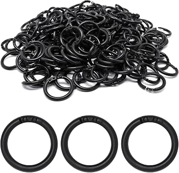 Plastic Binder Rings 210 Pieces, Book Rings 0.75 inch, Flash Card Rings, Rings for Index Cards, Black Loose Leaf Binder Rings, Paper Rings, Ring Clips for Index Card, Book Binder Rings