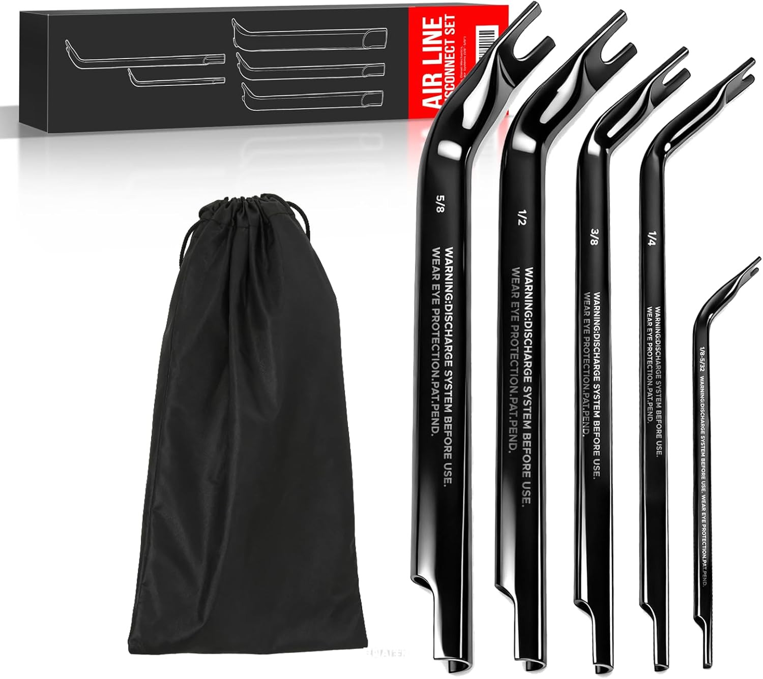 42400 Style Air Line Disconnect Tool Set Double-Ended Air Brake Line Disconnect Kit for Semi Trucks, Diesel Mechanics, and Heavy-Duty Air Systems (1/8"-5/8")