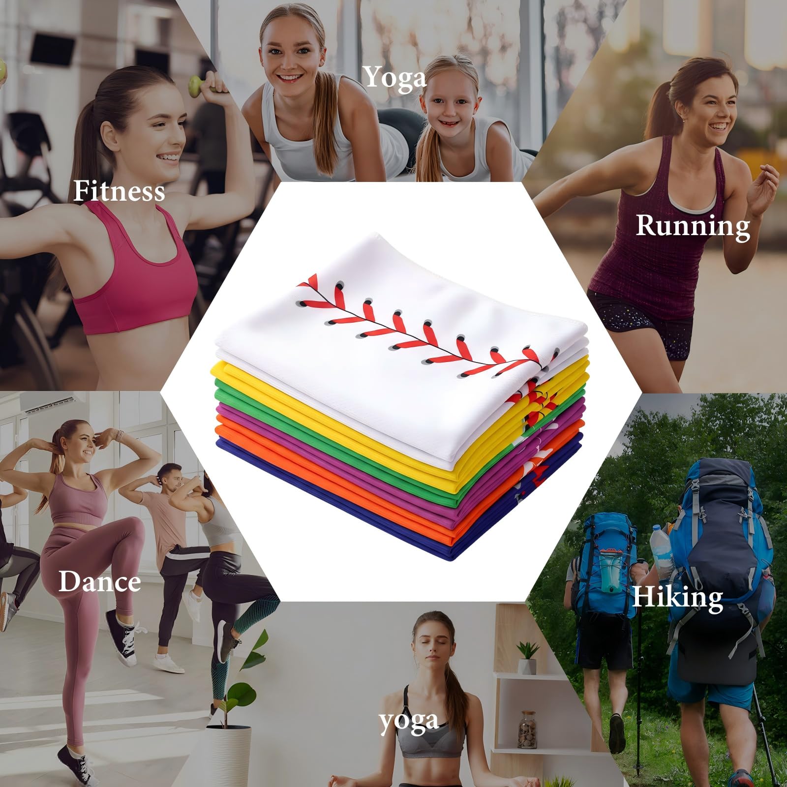 12 Pezzi Asciugamani rinfrescanti per Baseball,Golf,Calcio,Sport,bomboniere per Feste a Tema Baseball,Asciugamani rinfrescanti Traspiranti e Portatili,in Microfibra ad Asciugatura Rapida,32 x 12 poll