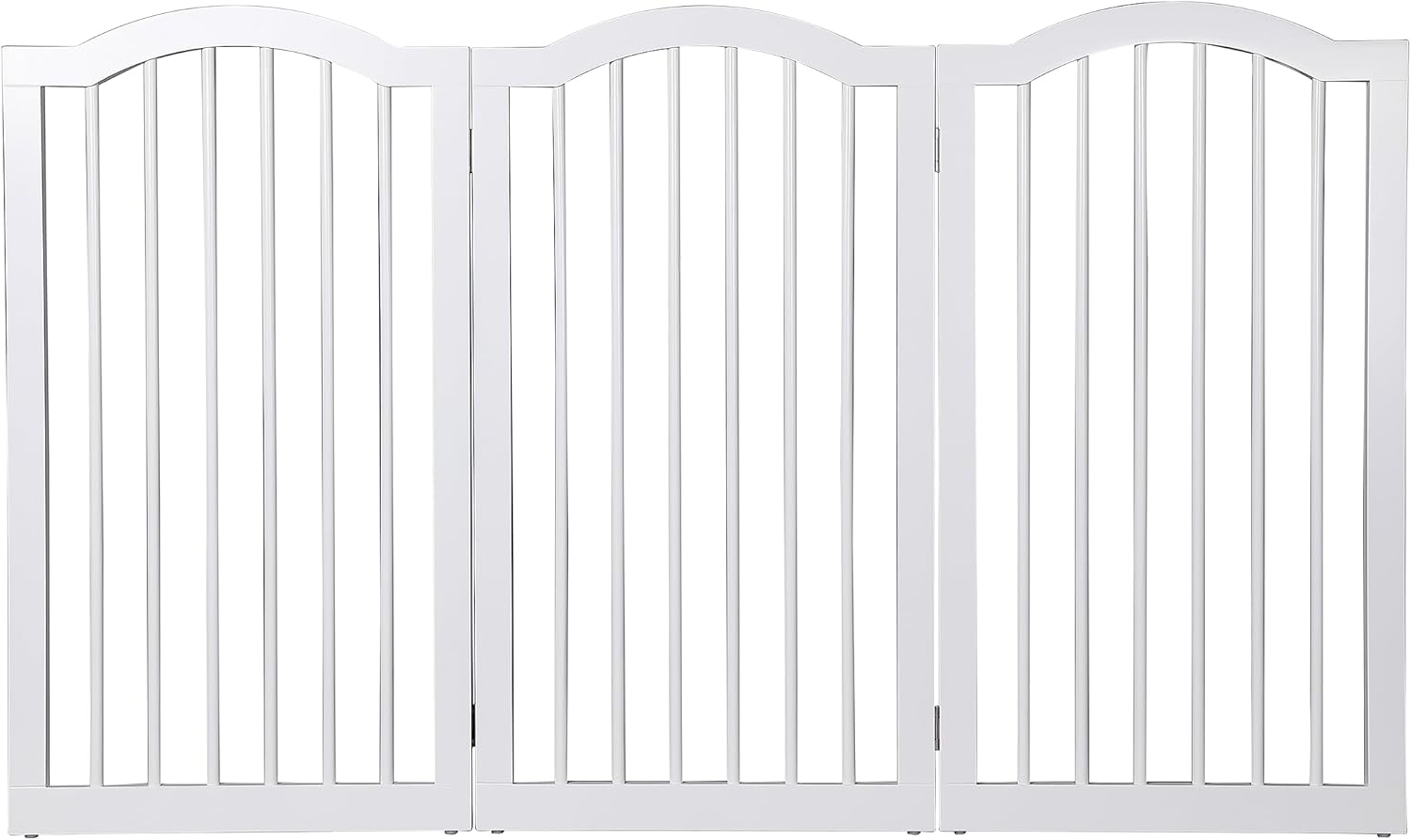 INTERNET'S BEST Arched Top Dog Gate | 3 Panel, 36" H Wooden Pet Barrier for Dogs or Cats | Freestanding Folding Room Divider for Doorways, Hallways, Stairs, and Porch | Portable, Extra Wide | White