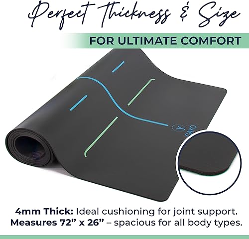 Miniatura 5 de Y O Gayo Eco Balance Yoga Mat with Carry Strap  Superior Grip, Non-Slip, Durable & Lightweight, Sustainable Natural Rubber Mat with Alignment Lines