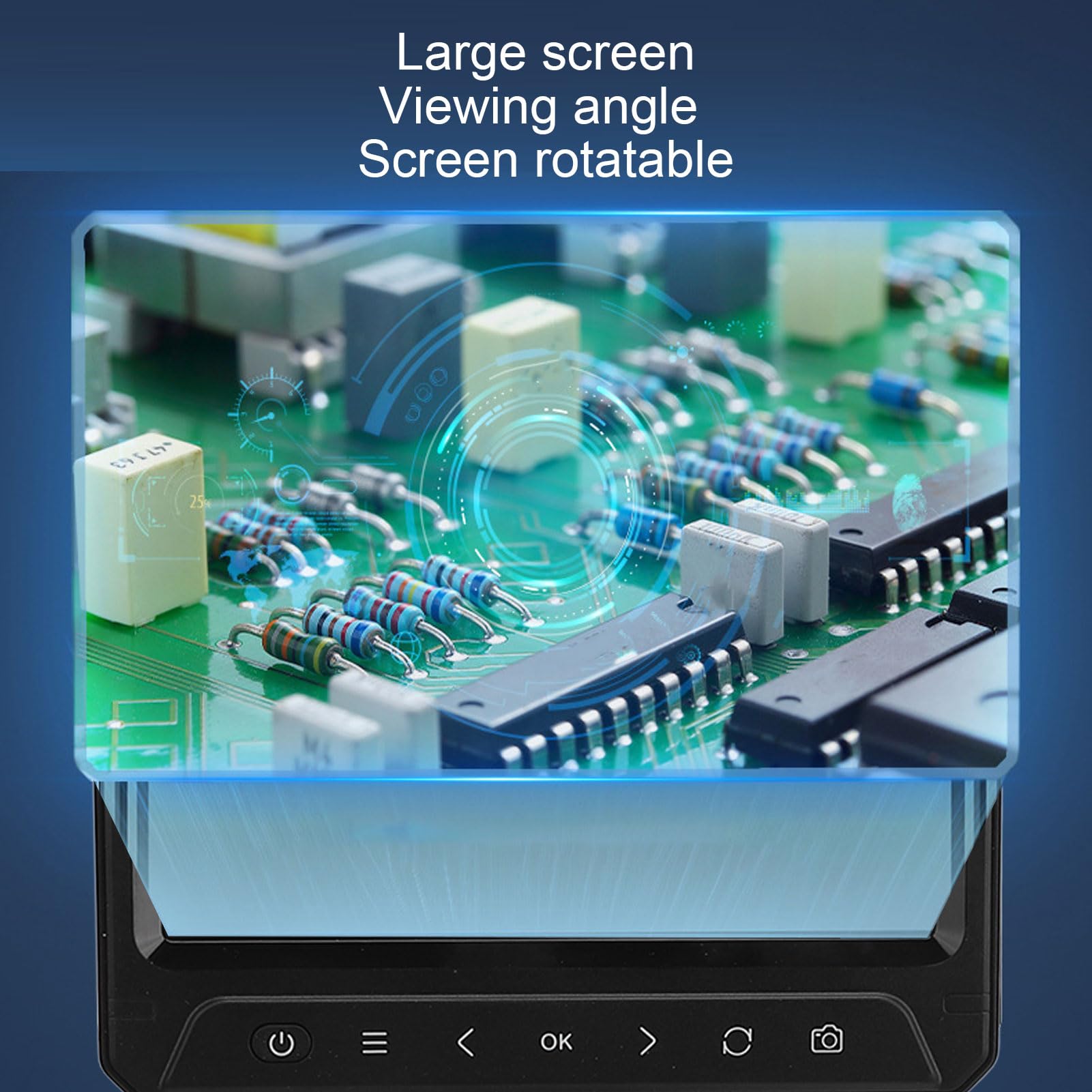 Mikroskop Cyfrowy LCD o Przekątnej 7 Cali, Zestaw Kamer Mikroskopowych o Rozdzielczości 12 MP i 1200-krotnym Powiększeniu, z 7-calowym Ekranem IPS, Pilotem i światłem Wypełniającym