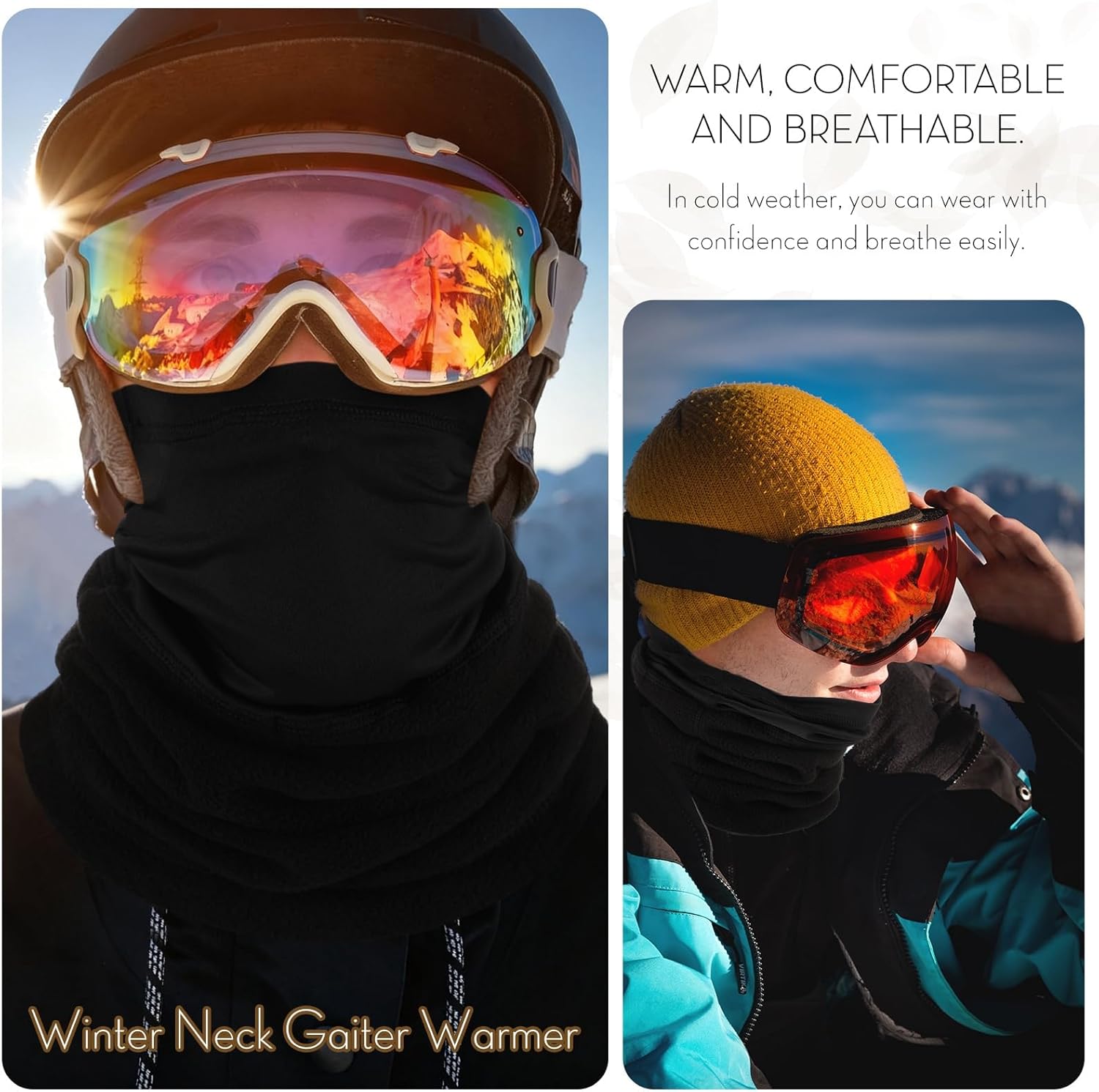 6 Pcs Winter Neck Gaiter Warmer Fleece for Men Women Adjustable Windproof Half Balaclava Thermal Neck Warmer Ski Face Mask Scarf for Cold Weather Cycling Motorcycle Sports Black - Image 5