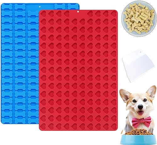 Nenkarn Mini moldes de silicona para perros, 148 cavidades de corazón y 106 cavidades de hueso de perro para dulces, chocolate, fabricante de