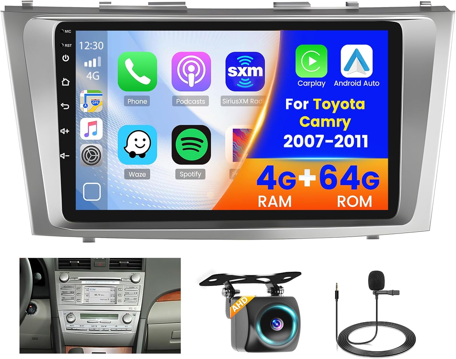 4+64G Radio for Toyota Camry with JBL or Screen 2006-2011 CarPlay Stereo Upgrade Android 15 8 Core 9" Touch Screen Android Auto Bluetooth GPS 59UI AHD Backup Camera