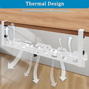 Under Desk Cable Management, Expandable 40-74cm Cable Tray No Drill, Under Desk Cables Management Tray, Cables Organizer for Office Home, White