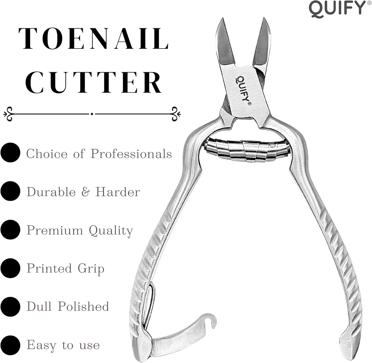 Heavy Duty Podiatrist Toenail Clippers for Thick and Ingrown Nails, Stainless Steel Toe Nail Cutter, Pordiatry Ingrown Toenail Tools - Barell Spring - Curved Tip 5.25"