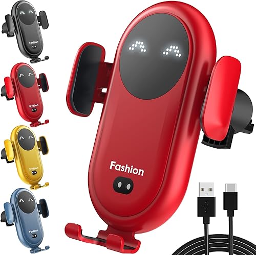 Soporte de teléfono inteligente inalámbrico para cargador de automóvil, soporte de teléfono celular inalámbrico con detección automática para iPhone