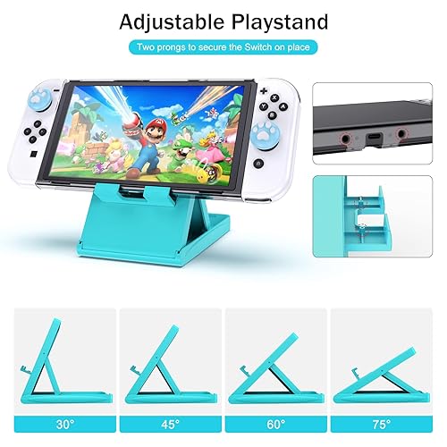 Miniatura 6 de Younik Switch OLED Accessories Bundle, 17 in 1 Blue Switch Oled Accessories Kit for Girls Include Switch Carrying Case, Adjustable Stand, Protective