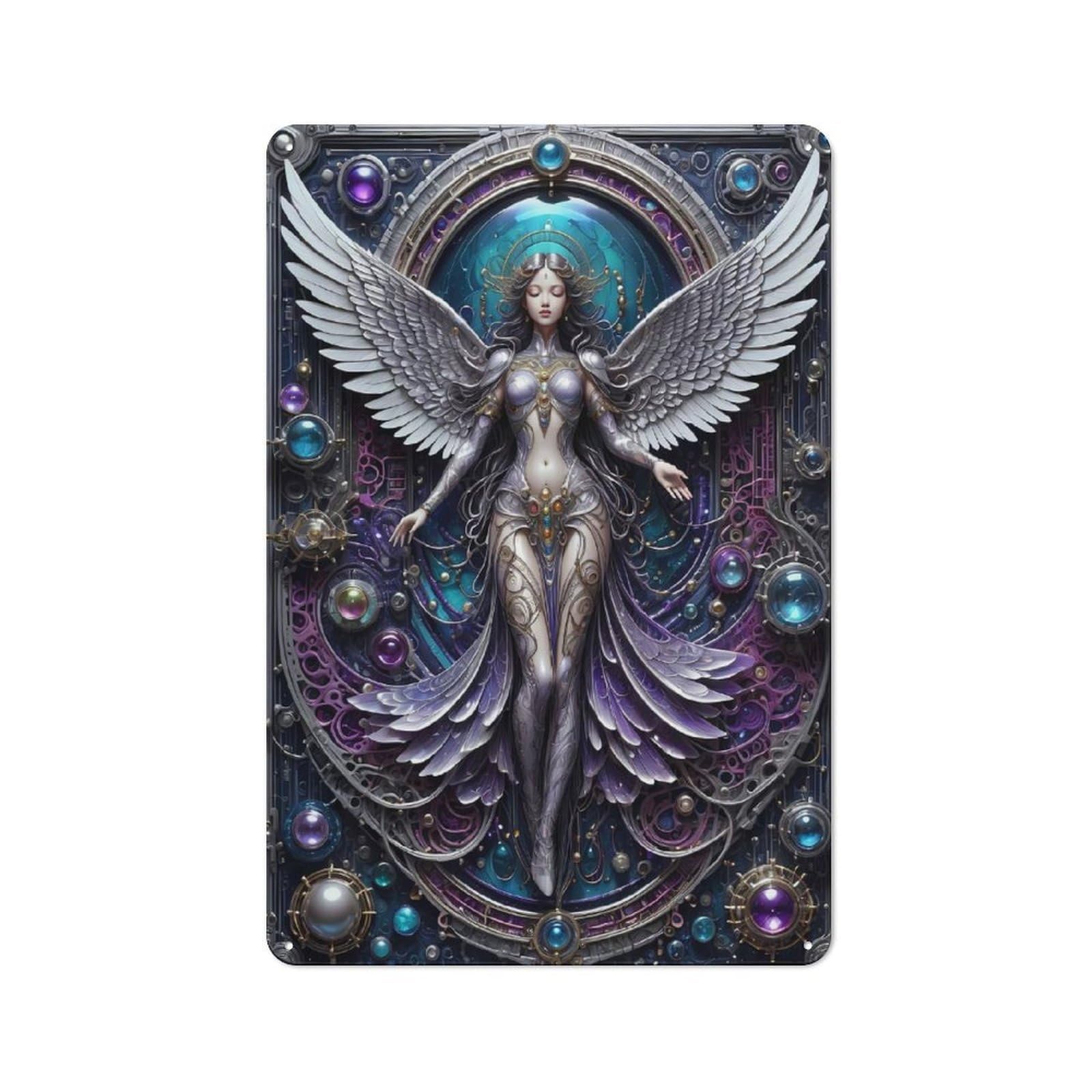 Junmoney Style-23 Galactic Angel Steampunk Retro-Style Tin Sign 30X20cm For Guest Room Or Hallway, A Christmas Gift For People Styling Guest Room And Hallway