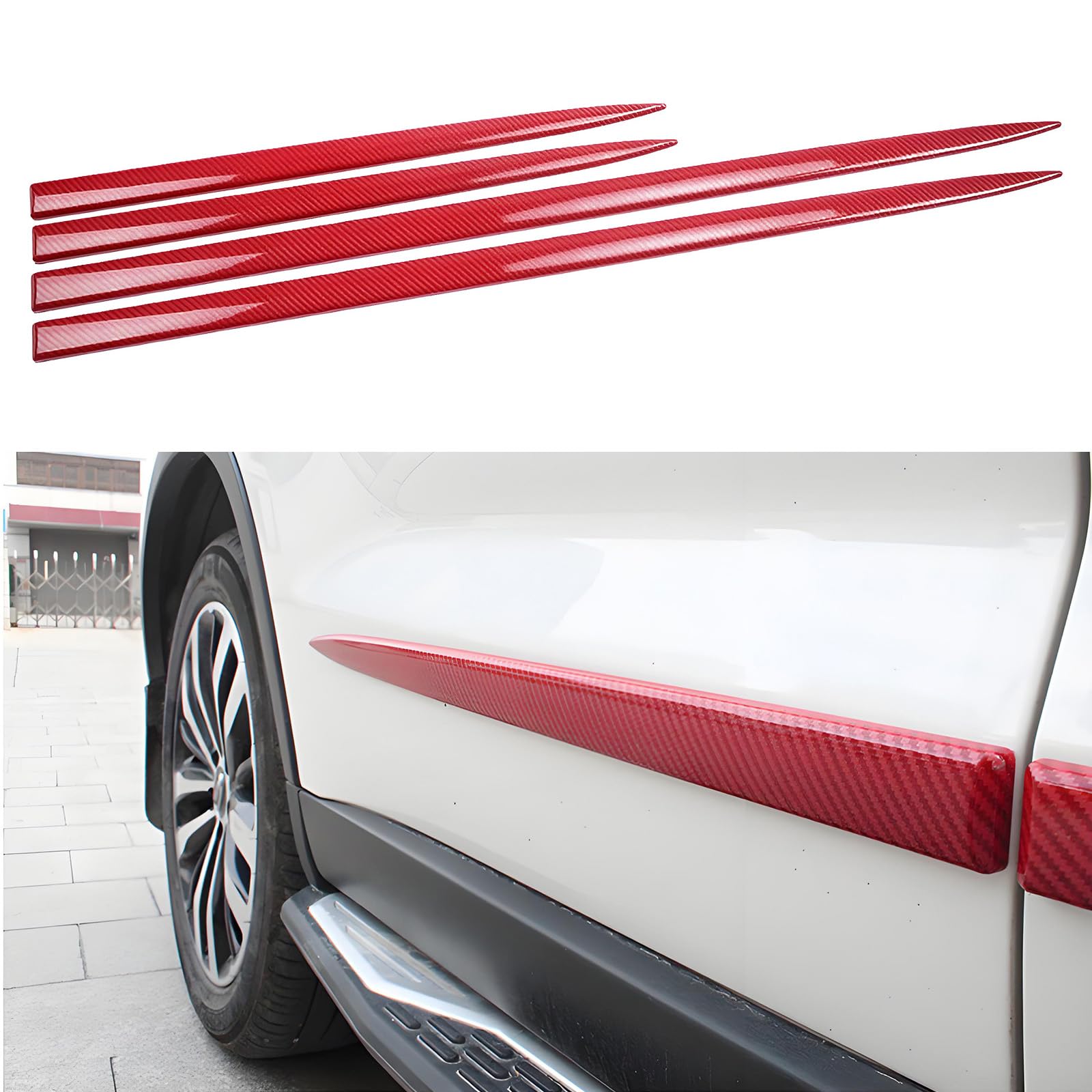 ONEMAJI 4 Pcs Car Door Edge Guard Set for Ford Mondeo Turnier MK5 19-22, Self-Adhesive Anti-Collision Bumper Strips Scratch Resistant Protector Trim, Long- red