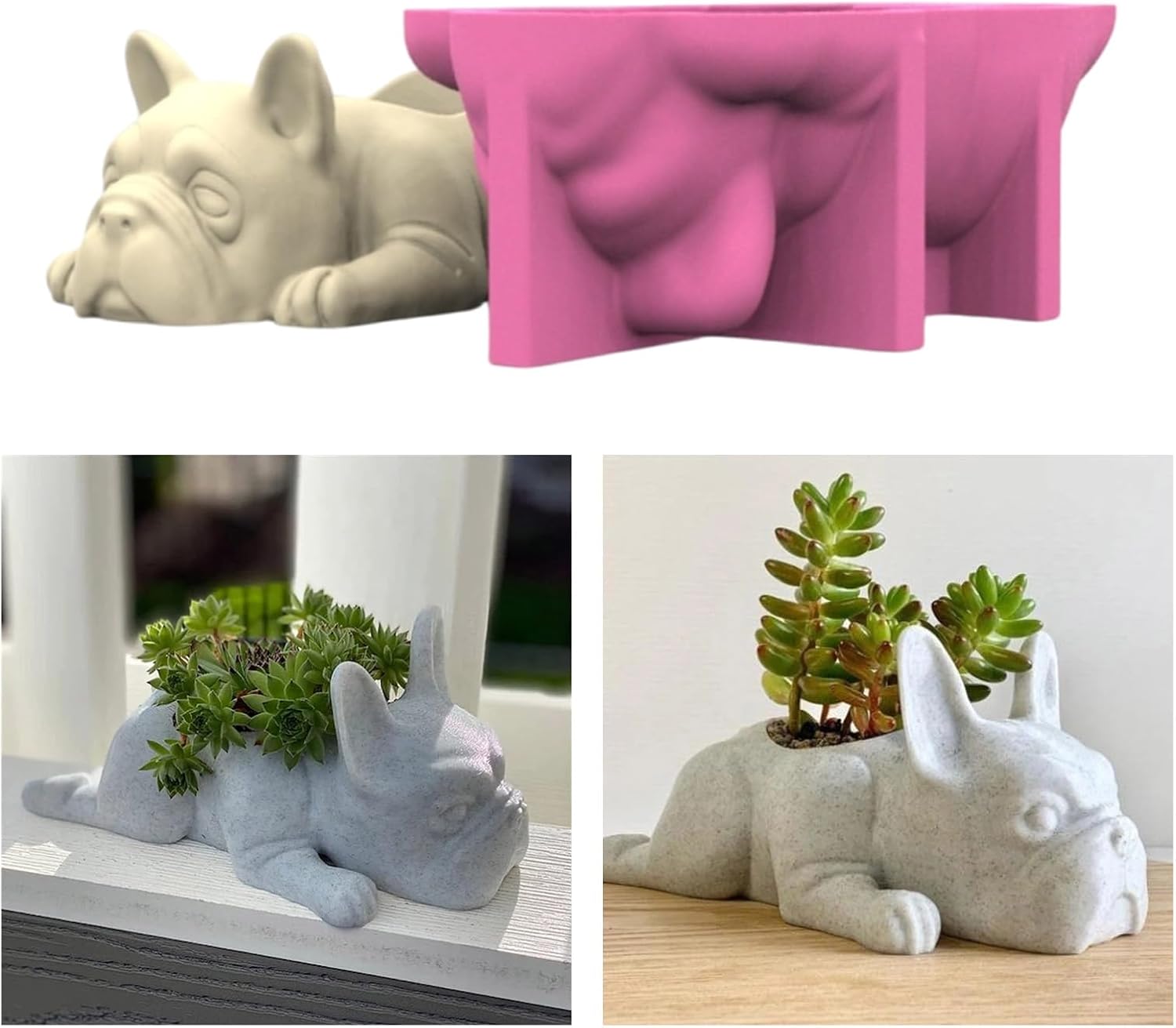 Succulent Planter Mold, Lying Posture Dog Silicone Flower Pot Molds for Concrete Epoxy Resin, Plaster Candle Holder Jewelry Storage Box Makeup Pen Holder Mould Table Ornament Mould