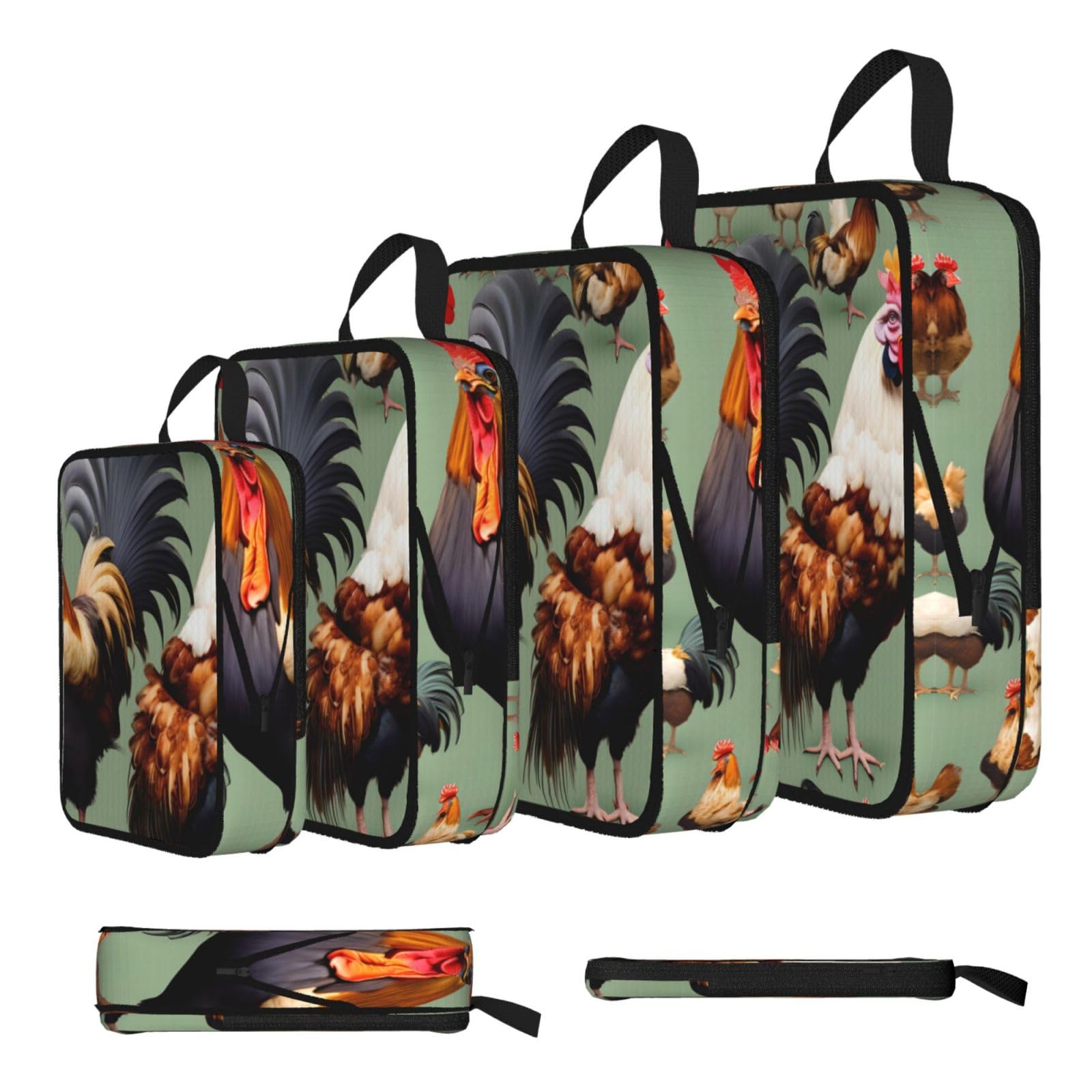 Rooster and Chicken Compression Packing Cubes 4 Piece Set