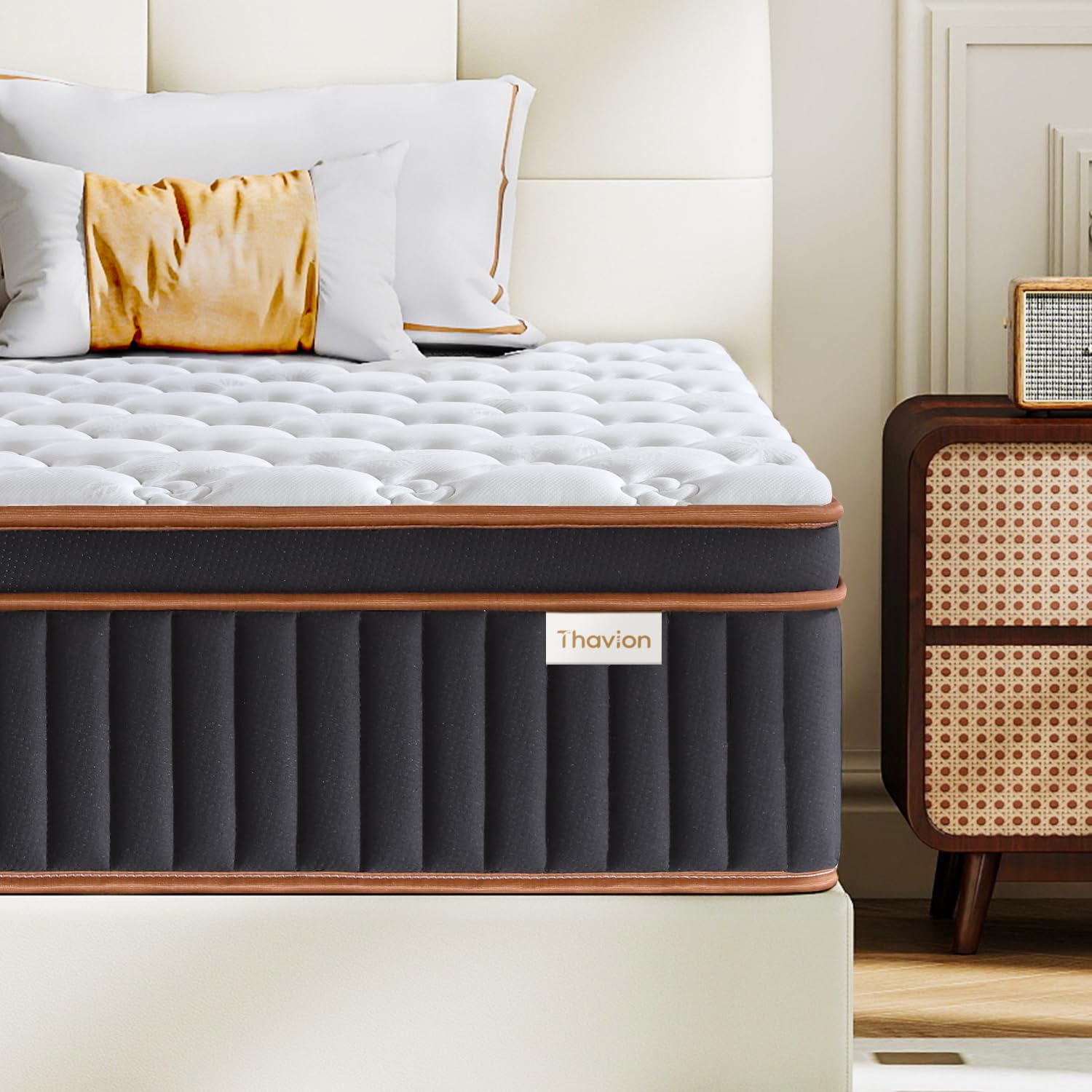 Thavion Single mattress, 3FT Single hybrid memory foam mattress,9-zone design with pocket springs and orthopaedic support, Comfort-Pressure Relief for Improve Sleeping （90x190x30CM）