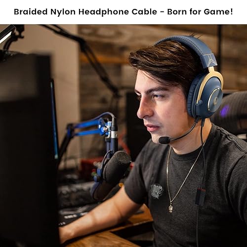 Vista 6 de weishan Cable G Pro X, cable desmontable para auriculares para juegos Logitech G Pro League of Legends Edition G433 G233, cable trenzado de nailon