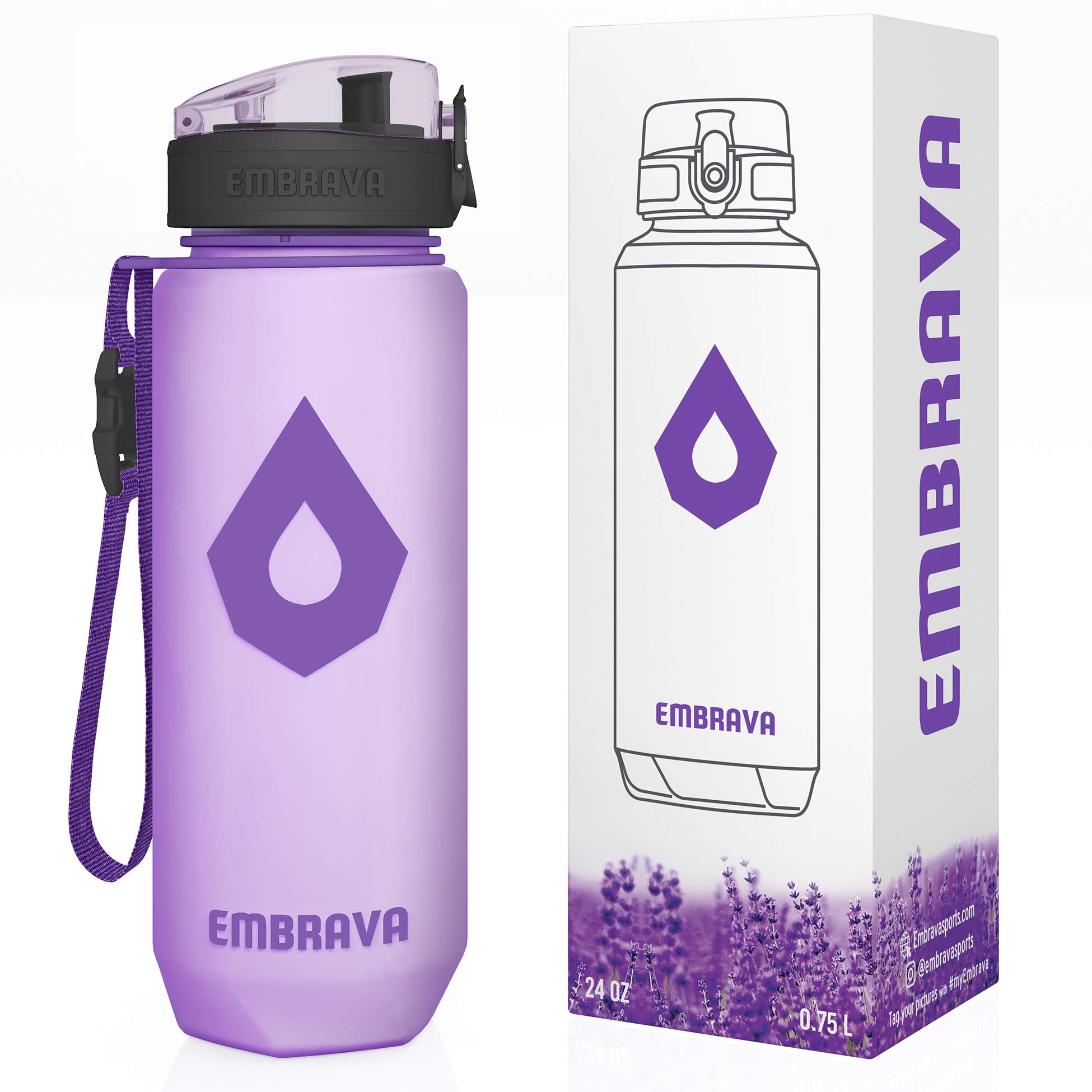 Embrava 24oz BPA-Free Plastic Sports Water Bottle For Gym, Yoga, Running