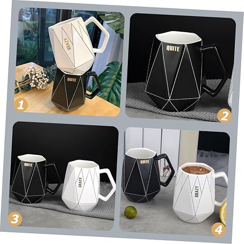 Miniatura 9 de BRIGHTFUFU Café Cerámica para ir tazas de café con tapas taza de café de porcelana taza de té de porcelana taza de capuchino vasos negros vasos con