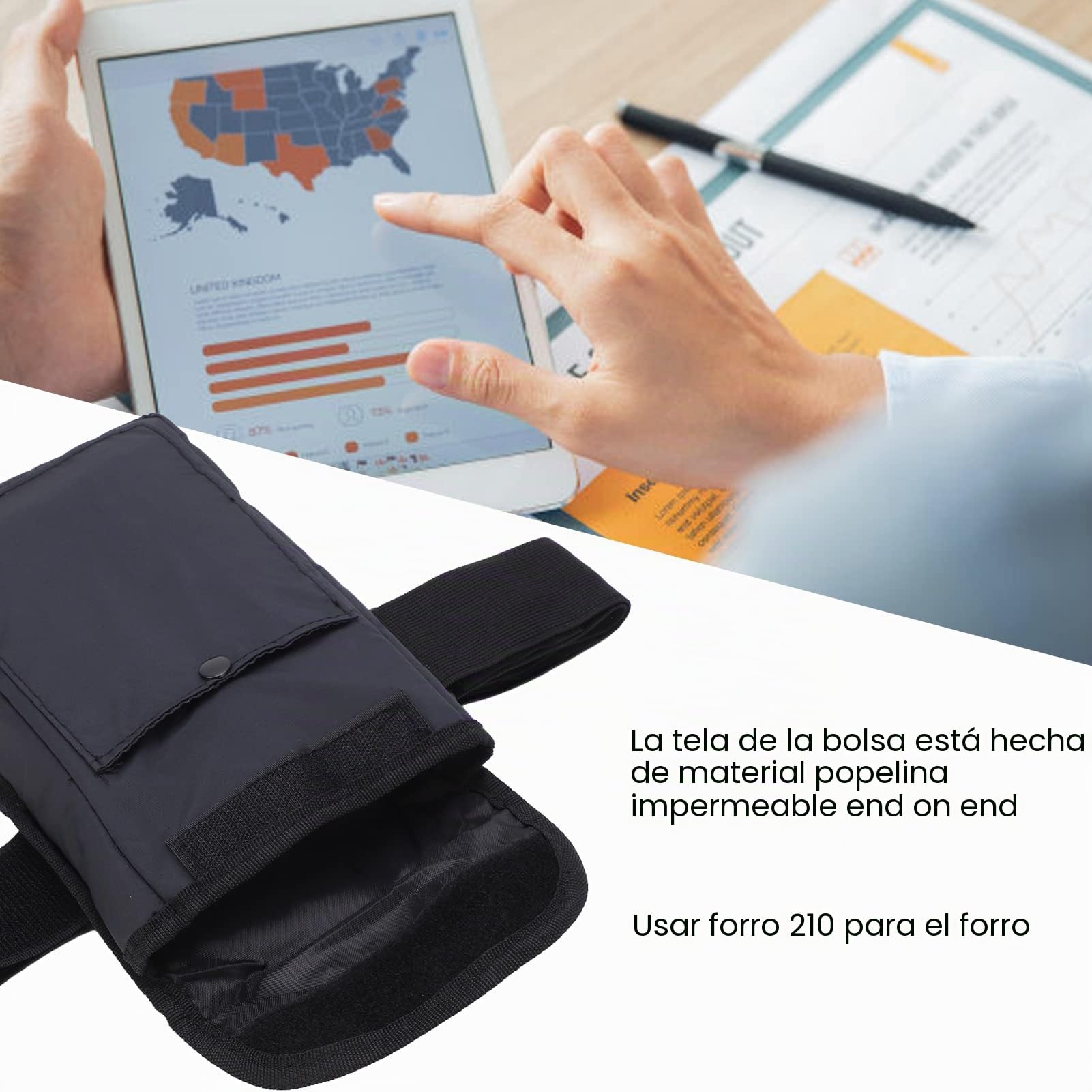 Funda Para Tableta De 8 ", Diseño Anticaída, Bolsa Para Tableta Con Bolsillos De Almacenamiento, Cinturón Elástico Ajustable, Funda De Transporte Para Tableta, Correa Para La Cintura