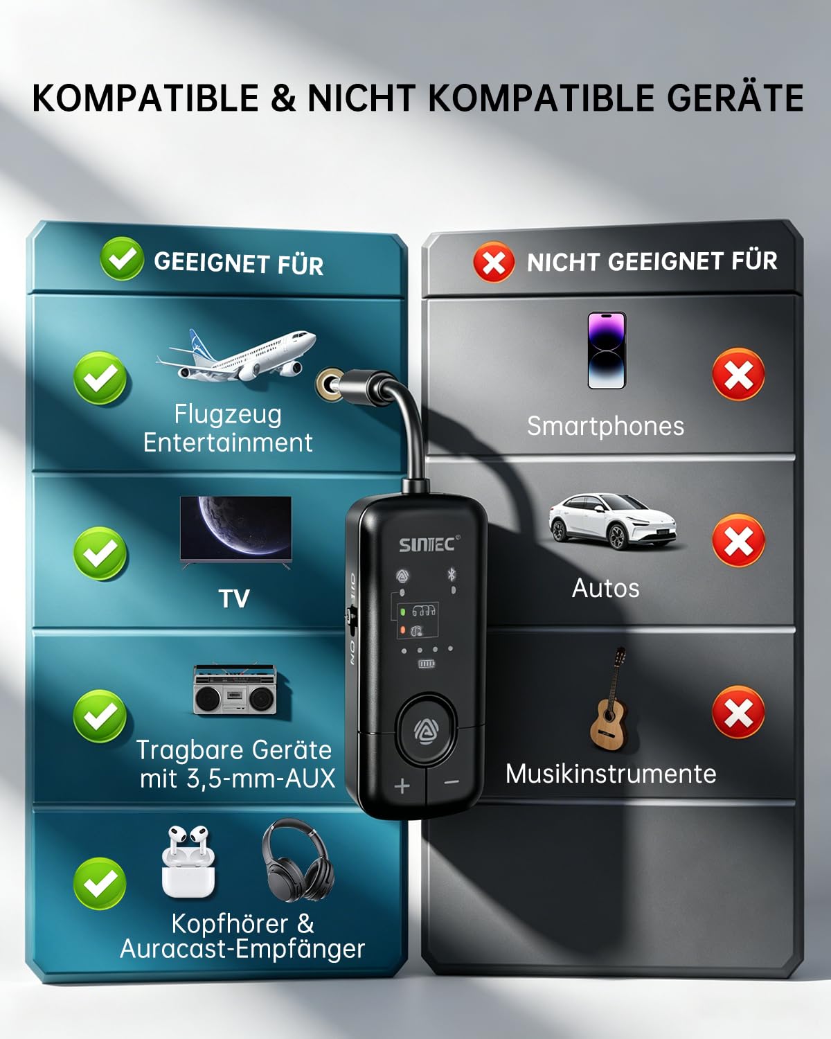 Bluetooth Adapter Flugzeug & LE Audio Auracast Transmitter mit aptX & LC3