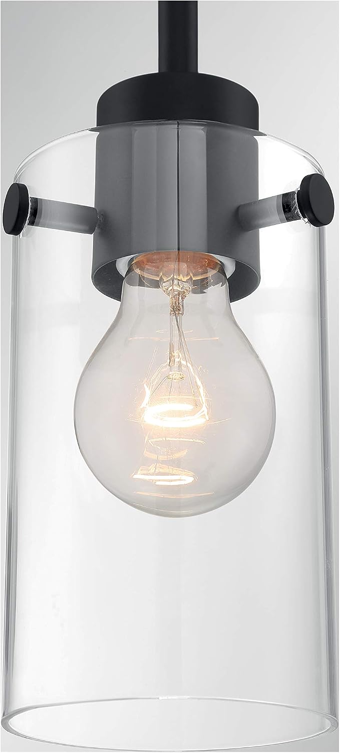 Nuvo 60/7270 Sommerset 1-Light Mini Pendant Fixture with Clear Glass - Matte Black Finish
