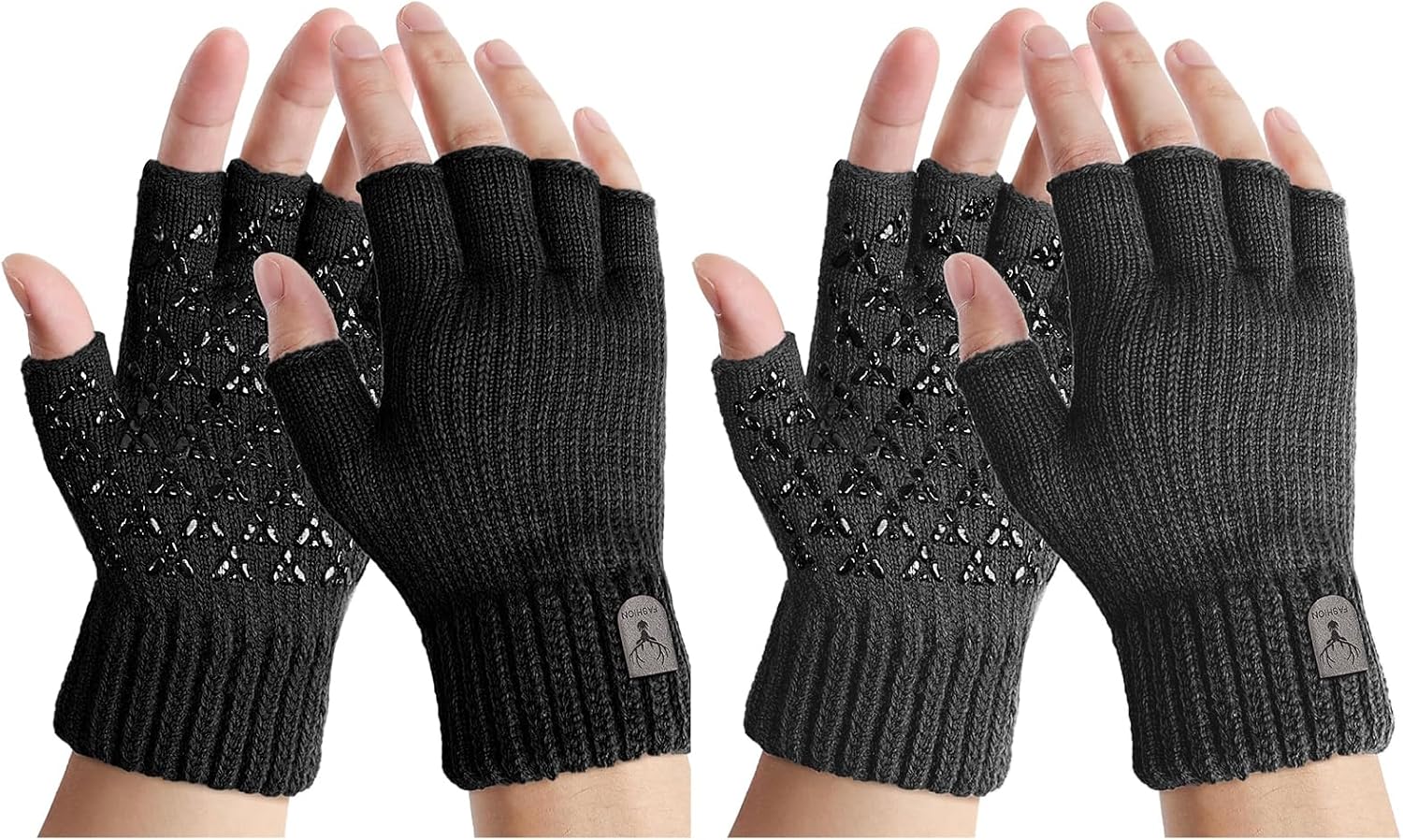 Fingerless Gloves Men - Wool Thermal Fleece Knited Mitten Warm and Comfortable for Working Outdoor Activities