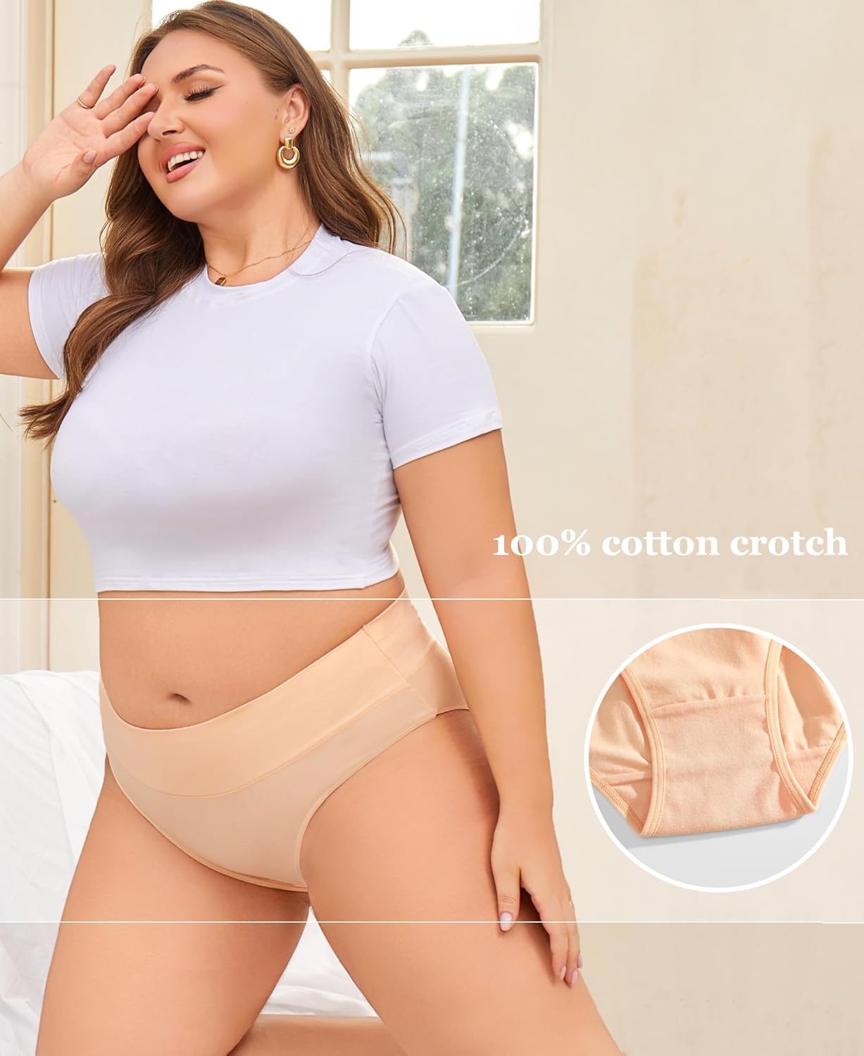 FINETOO Womens Underwear Cotton Cheeky Bikini Mid Rise Stretch Ladies Panties Soft Breathable Underwear Women Pack 5 - Image 6