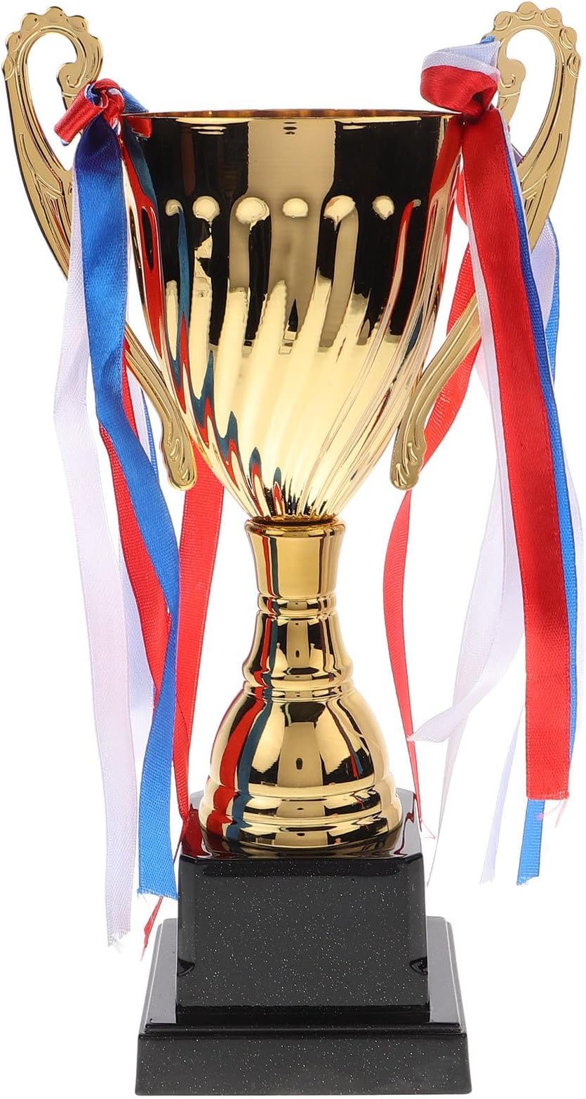 Kisangel Metal Trophy Cup 9.5 Inch Sports Award for School Competitions Football Basketball Winner Prize Engraved Metal Sports Trophy