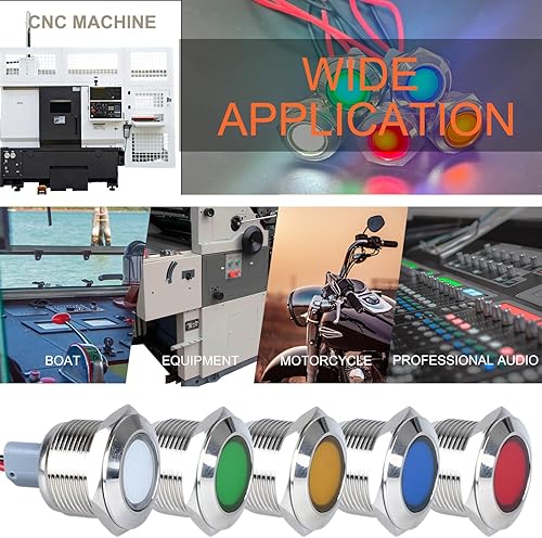 Miniatura 28 de 2 luces indicadoras LED de 0.630 in (5/8 pulgadas), 12-24 V AC/DC 20 mA ahorro de energía de metal impermeable IP67 lámpara piloto de una sola Verde