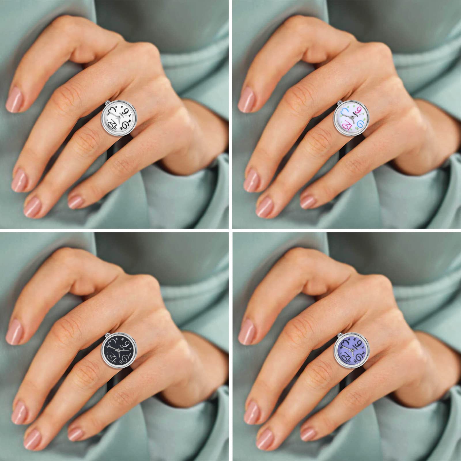JewelryWe Ringuhr Fingeruhr Damen Ultradünn Rund Analog Quarz Ring Uhr Verstellbare Fingerringuhr Uhrenring mit Digital Zifferblatt