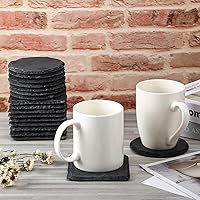 Vista 7 de Hoolerry 72 posavasos de pizarra a granel redondos de 4 pulgadas, color negro, cuadrados para grabado láser natural, bordes en blanco con parte