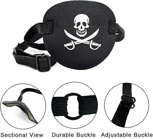 Miniatura 7 de Parche de ojo de pirata para adultos y niños, parche médico de calavera pirata con aretes dorados, parche de ojo 3D para fiesta de disfraces de