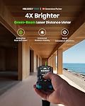 MiLESEEY S50 Green Laser Distance Meter – 400ft Measurement Tool with Level, ±1/16" Accuracy, Ft/in 8 Units, Pythagorean/Area/Volume, P2P, 2.4" Backlit Display, IP54 for Construction, Home