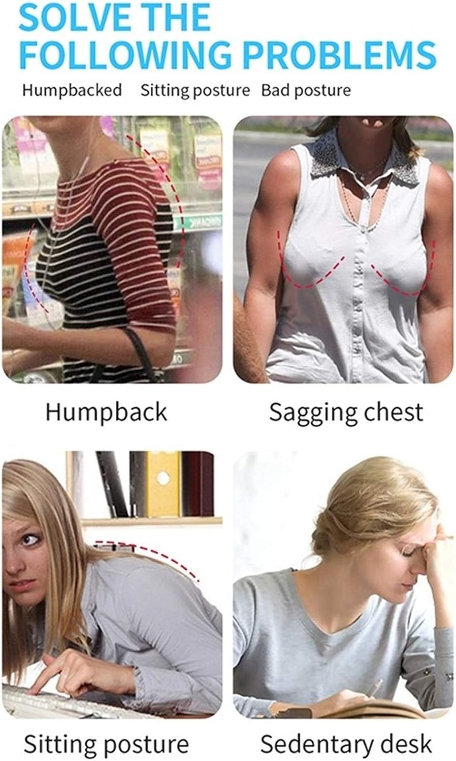 Women Adjustable Elastic Back Support Belt Chest Corrector Shoulder Brace Body Shaper Corset