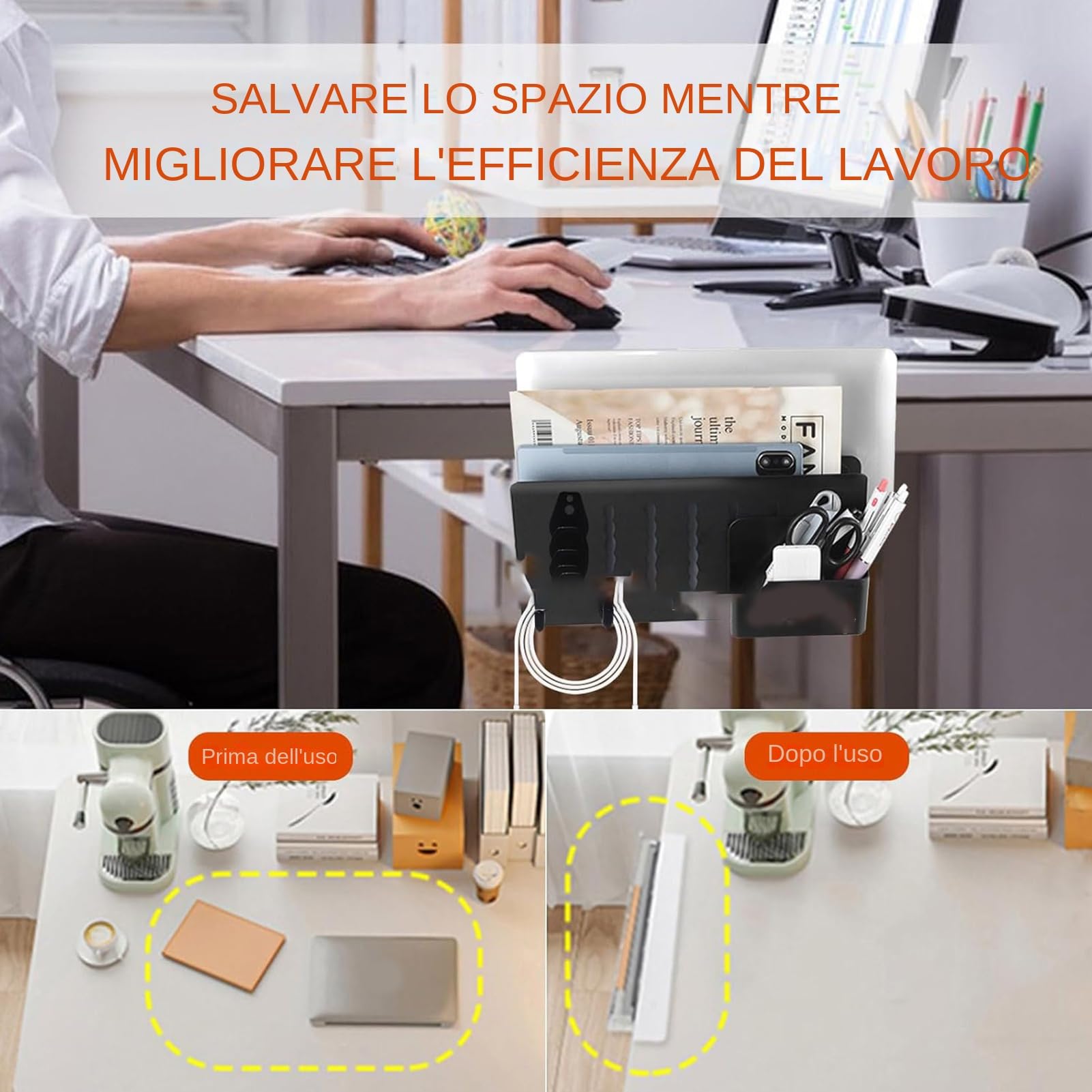 mit Schreibtischklemme – Organizer aus robustem Metall, schwimmender