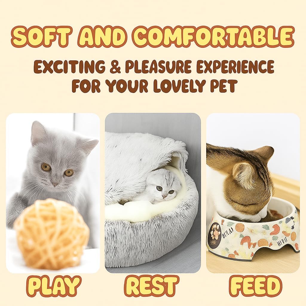 Nest Bed - Lapcatz Cat Beds for Indoor Cats, Fluffy Cat Bed Cave Plush Warm Nest for Cats (Storm,XXL 32"x32")