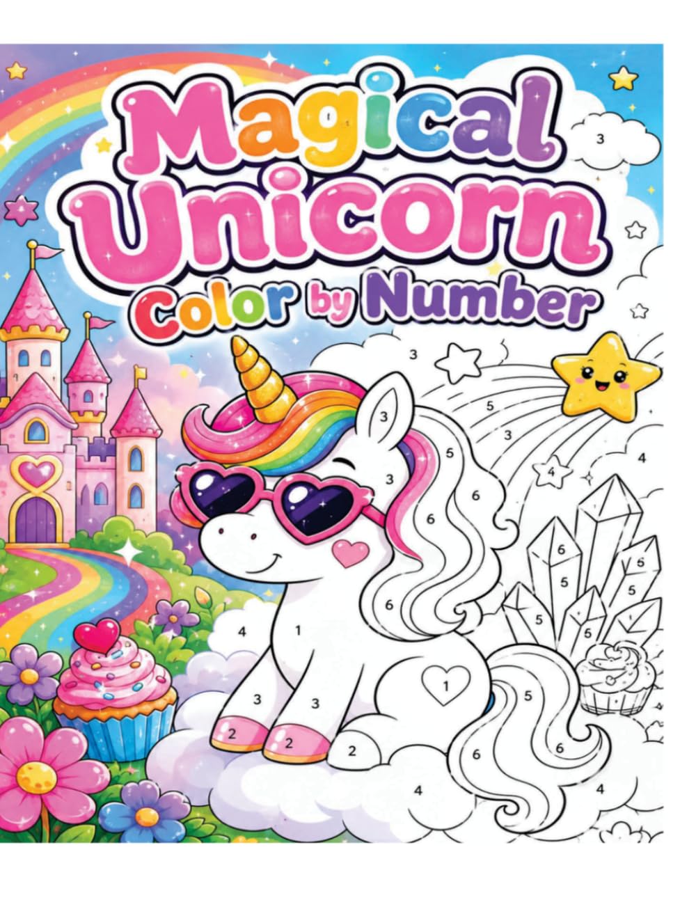 Magical Hide & Seek Unicorn Color by Number (50 adorable unicorn scenes): A Search-and-Find Coloring Book for Kids Ages +3 with 50 Magical Scenes to Color, Count, and Explore