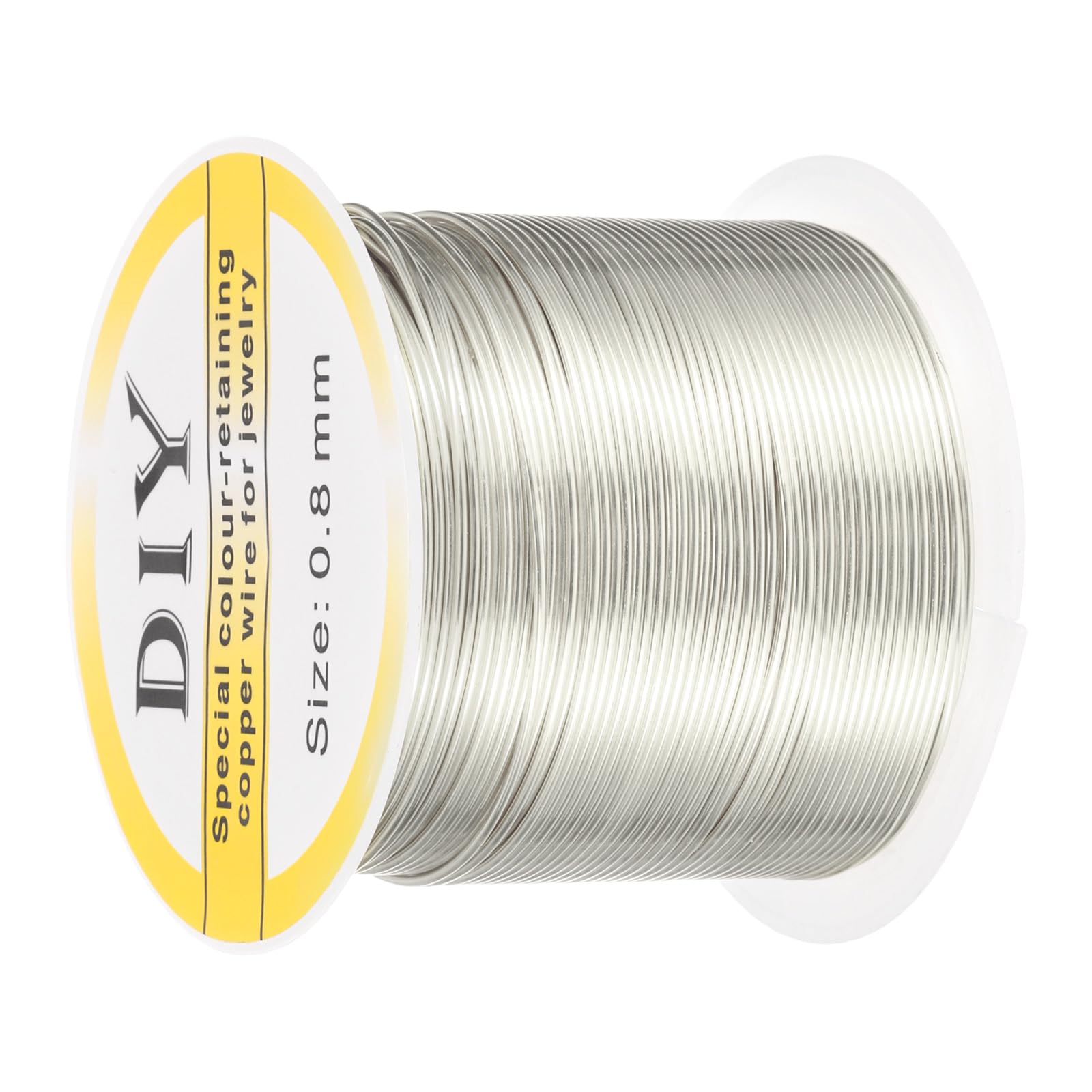 sourcing map 0.8mm/20 Gauge Copper Wire for Jewelry Making, 1 Roll Craft Tarnish Resistant Beading Wire for Jewelry Making Supplies DIY (Silver)-22m