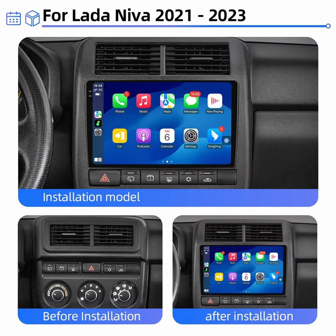 Autoradio Gps Navigation 2 Din per LADA Niva Legend Bronto 2021-2023 Wireless Carplay Android Auto Stereo Auto Bluetooth Ips con Pantalla Táctil con Gps, 8 Nucleo 6G+128G