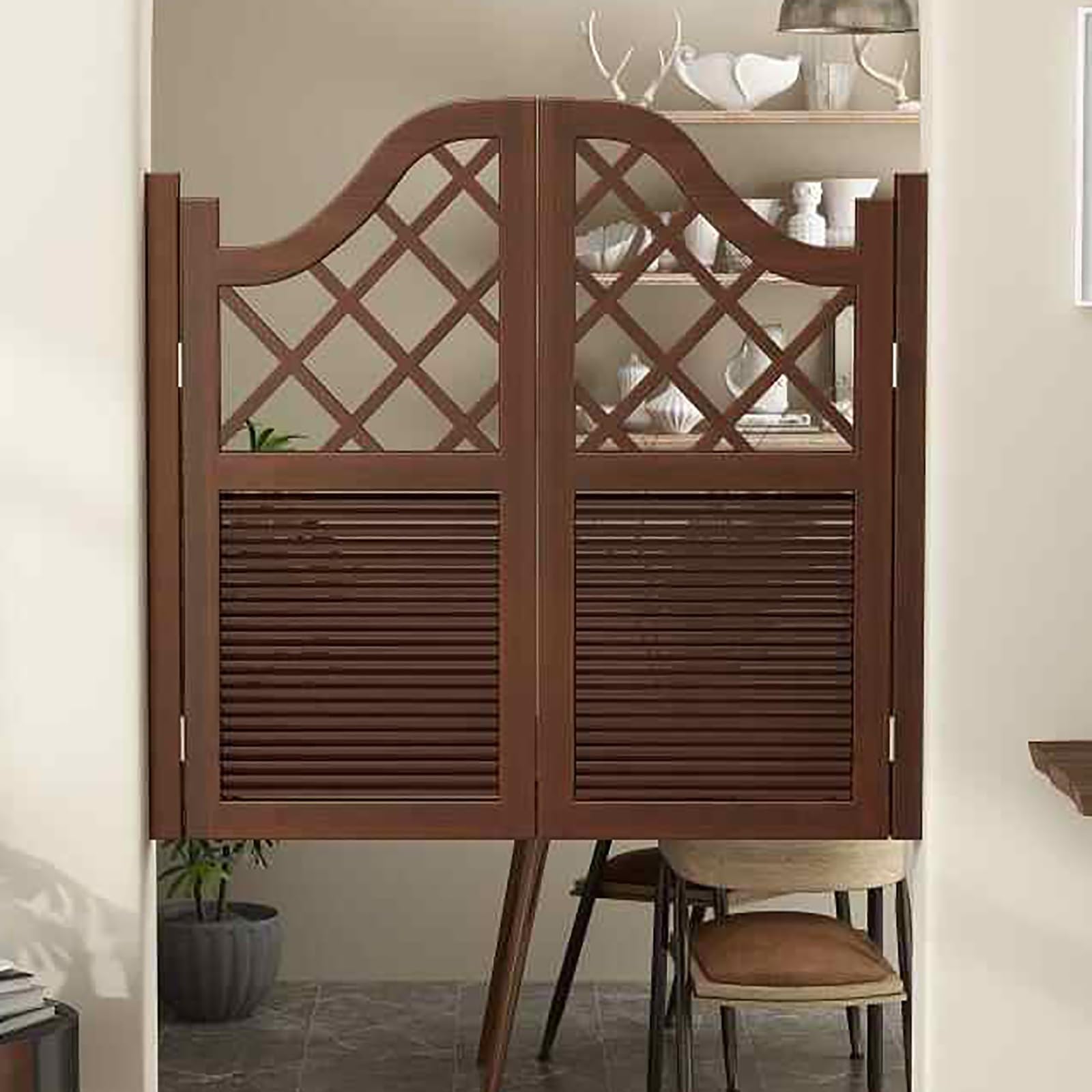 Portes de café battantes, porte d'entrée décorative en bois massif avec fermeture automatique, porte de comptoir à usage intérieur, style rétro pour la maison ou le travail