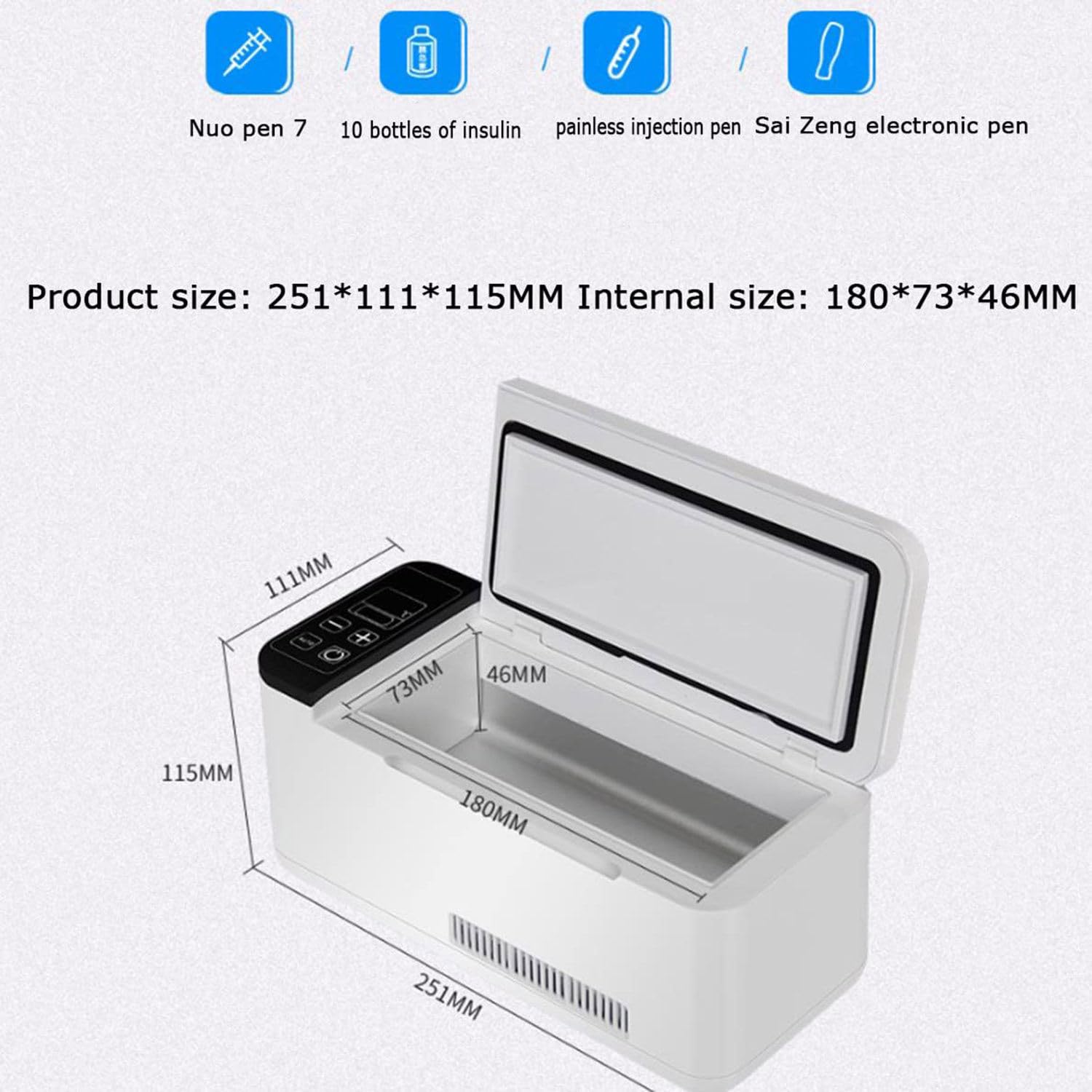 Refrigerador de insulina – Caja de almacenamiento médico portátil para transporte seguro de medicamentos, mantiene 2-8 ℃ para viajes y uso doméstico