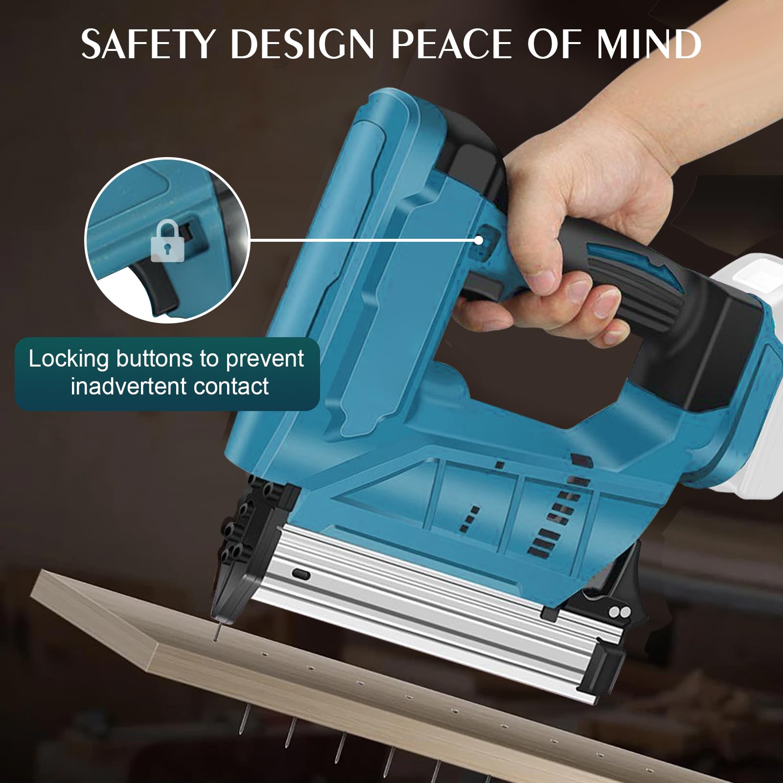 LIROPAU Pistola Sparachiodi a Batteria Compatibile con Makita da 18 V, 120 Chiodi/Min, 550 W, 4000 Chiodi Dritti, Sparachiodi Elettrici per Tappezzeria e Falegnameria