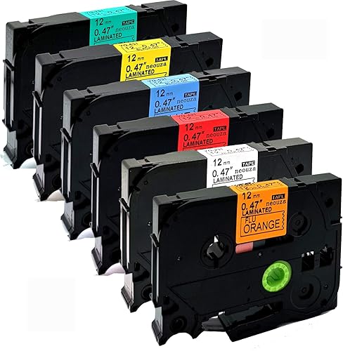 Miniatura 1 de NEOUZA Compatible con cinta de etiquetas Brother Ptouch TZeB31 TZe231 TZe431 TZe531 TZe631 TZe731 0.472 in 0.47 pulgadas (juego combinado 1 naranja,